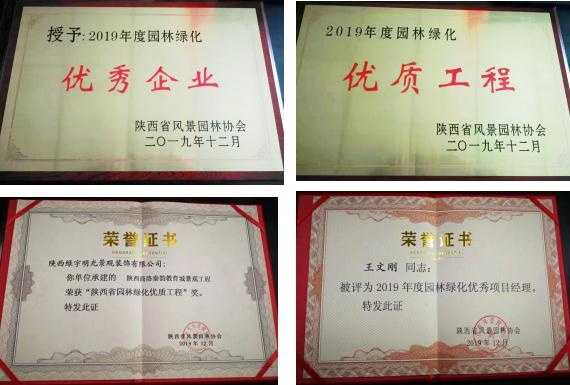 喜訊！綠宇公司榮獲省級“2019年度園林綠化優(yōu)秀企業(yè)”等三項榮譽